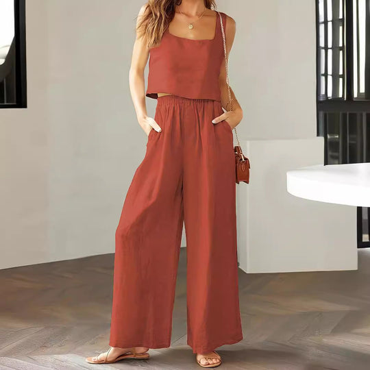 Damen Lässiger Jumpsuit mit weiten Beinen und praktischen Taschen