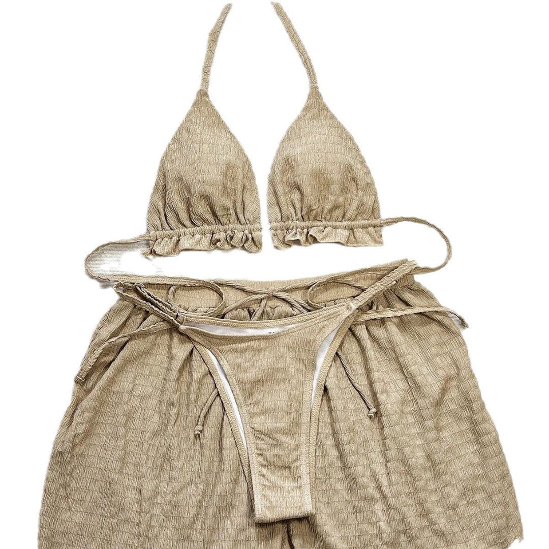Damen Triangel-Bikini-Set mit lässigen Shorts