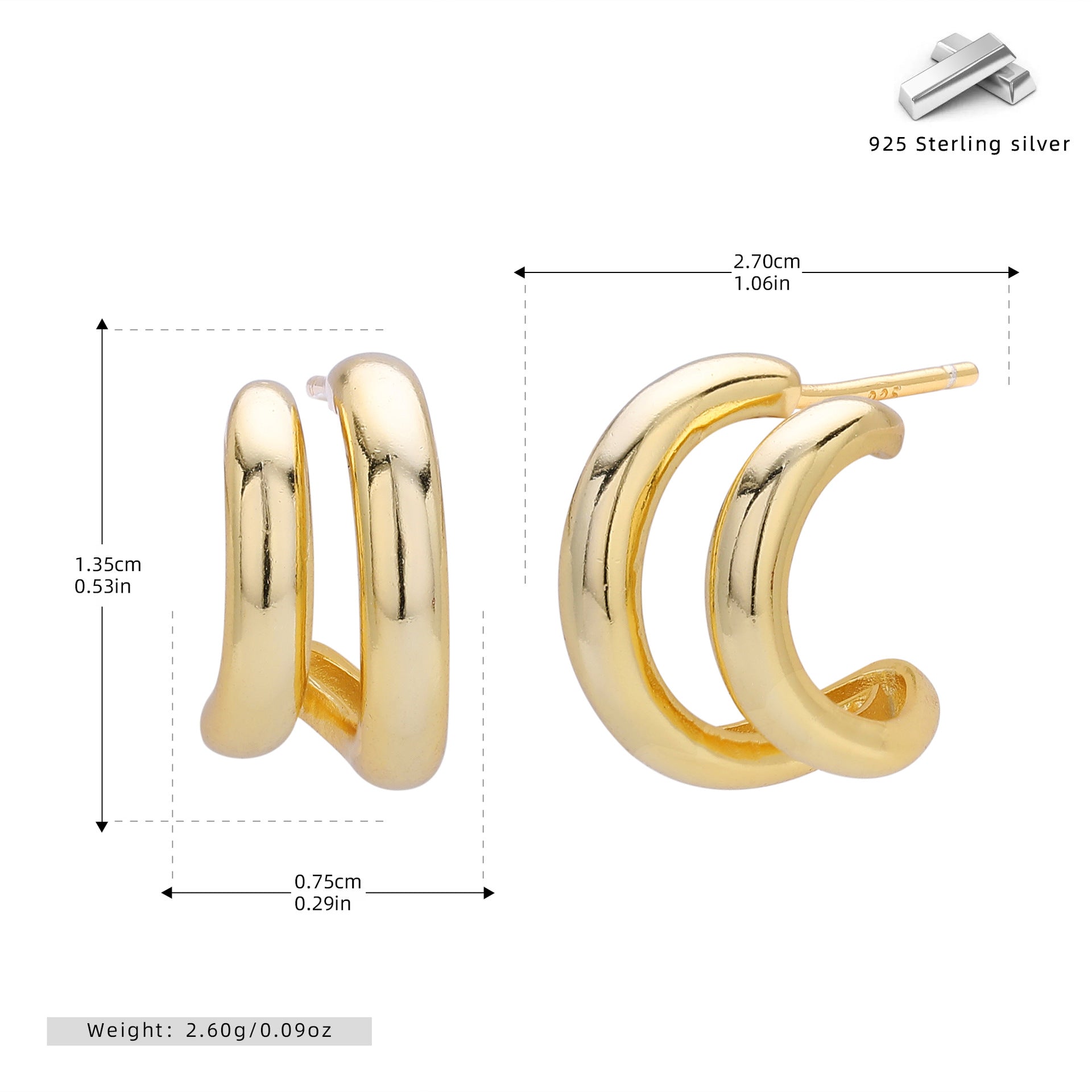 Damen Creolen mit elegantem geschwungenem Design aus hochwertigem 925 Sterlingsilber Shop Nory