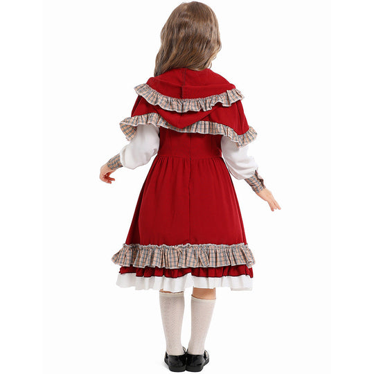 Mädchen Märchenhaftes Rotkäppchen Kostüm mit Kapuze und Rüschen Shop Nory
