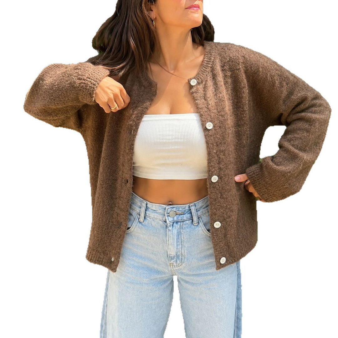 Damen kuscheliger Mohair-Cardigan mit Perlmuttknöpfen und oversized Passform Shop Nory