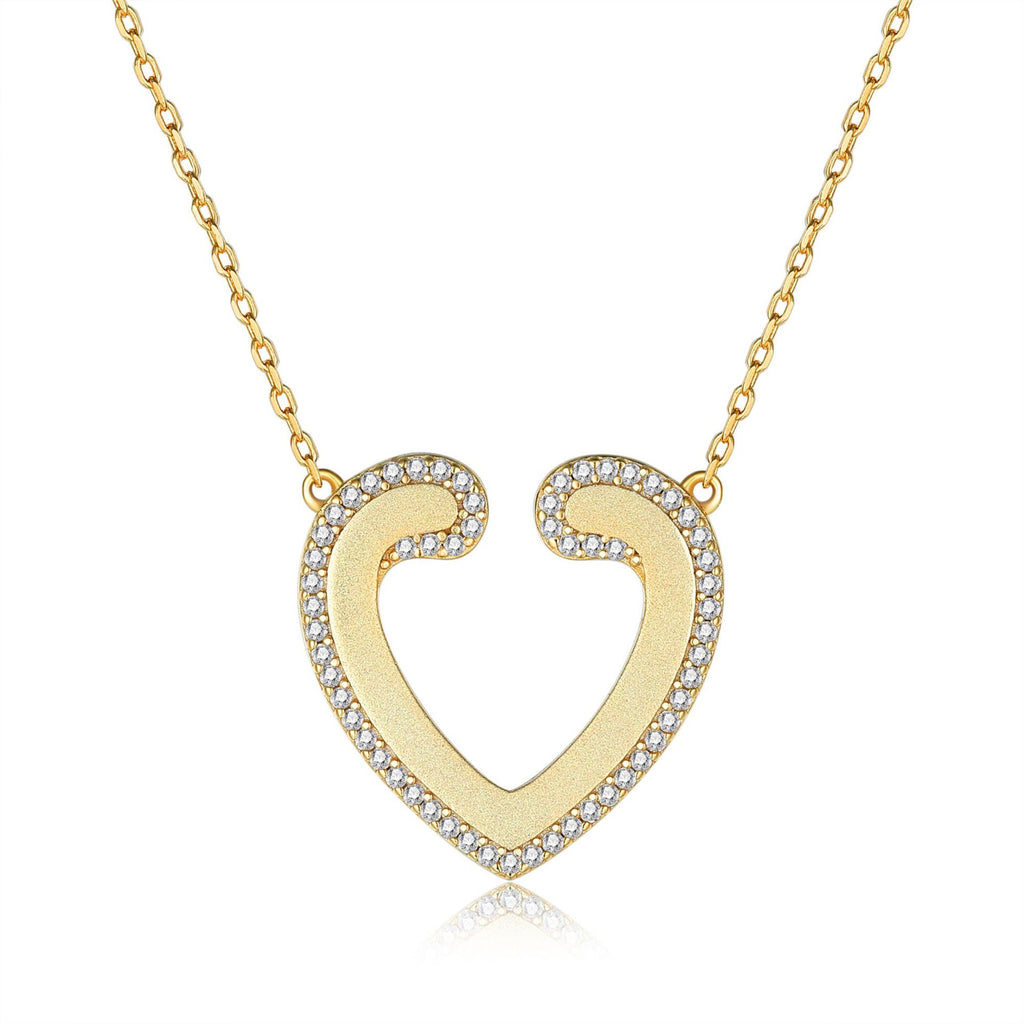 Damen Halskette mit herzförmigem Anhänger und funkelndem Zirkonia-Besatz Shop Nory