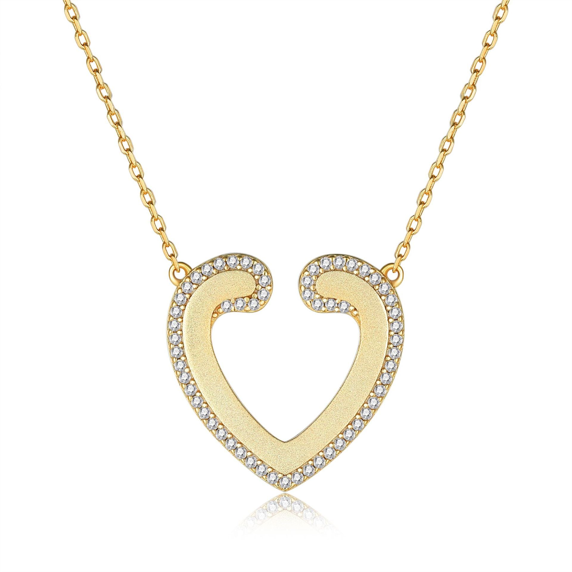 Damen Halskette mit herzförmigem Anhänger und funkelndem Zirkonia-Besatz Shop Nory