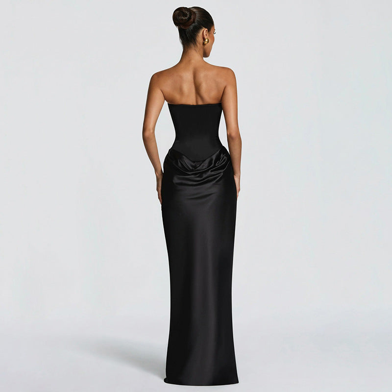 Damen Elegantes Abendkleid mit hohen Kragen und fließendem Schnitt