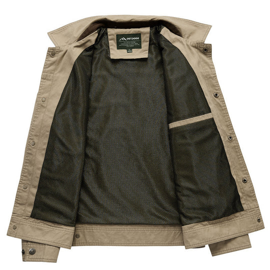 Herren Urbaner Canvas-Utility-Blouson mit Stehkragen, Mesh‑Fütterung und Brustpattentasche Shop Nory