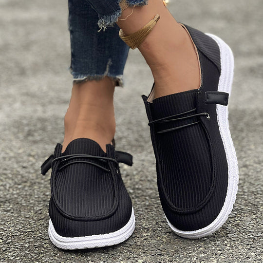 Damen Cord-Slipper im Mokassinstil mit elastischer Schnürung und leichter Profilsohle Shop Nory