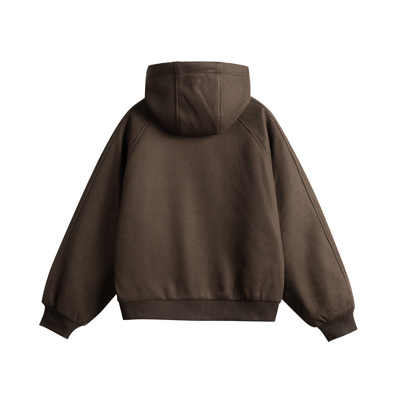 Unisex Oversize Kapuzenblouson aus Wollmix mit Reißverschluss und Kängurutaschen Shop Nory
