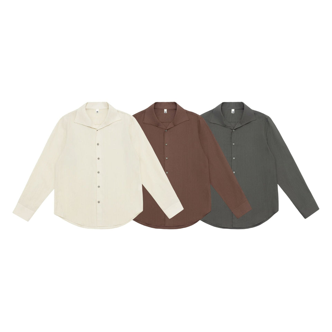 Herren Lockeres Hemd mit Cuban-Kragen und gerundetem Saum Shop Nory