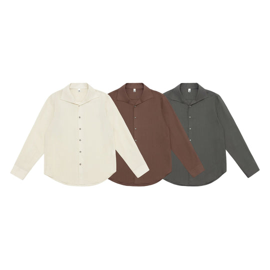 Herren Lockeres Hemd mit Cuban-Kragen und gerundetem Saum Shop Nory
