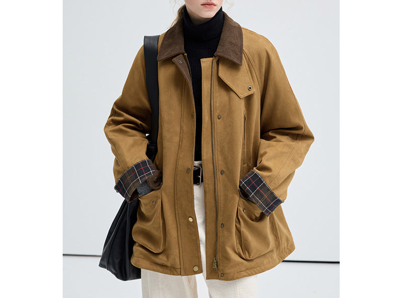 Damen Modische Übergangsjacke aus weichem Material mit Karomuster Shop Nory