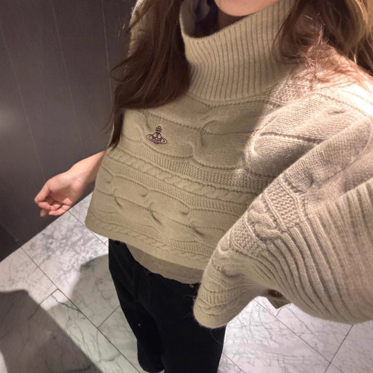 Damen Grob gestrickter Pullover mit Rollkragen Shop Nory