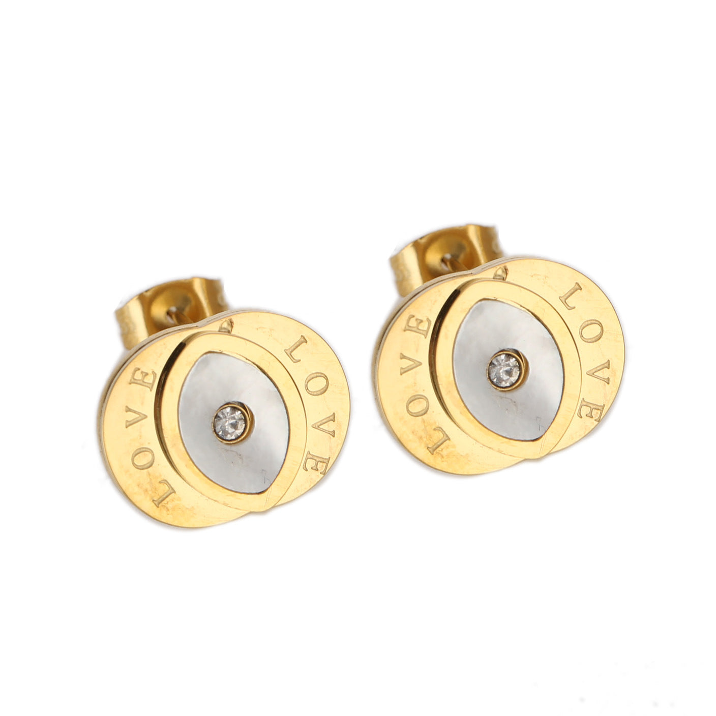 Damen Ohrstecker mit elegantem LOVE-Motiv und funkelnden Kristallen Shop Nory
