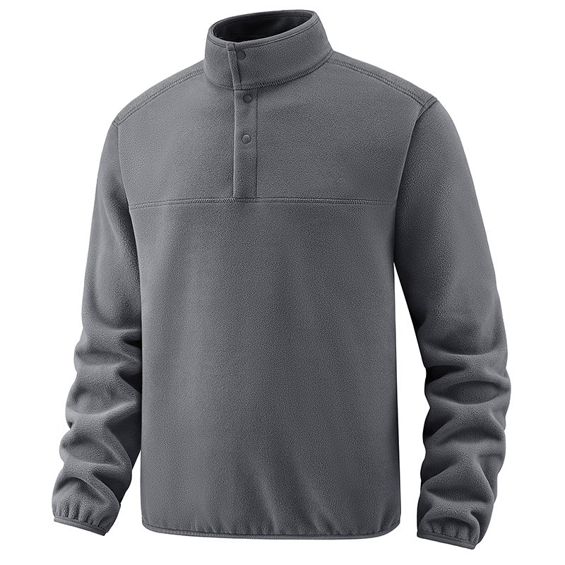 Herren Fleece-Pullover mit Stehkragen und Druckknopf-Leiste für wärmende Zwischenschicht Shop Nory