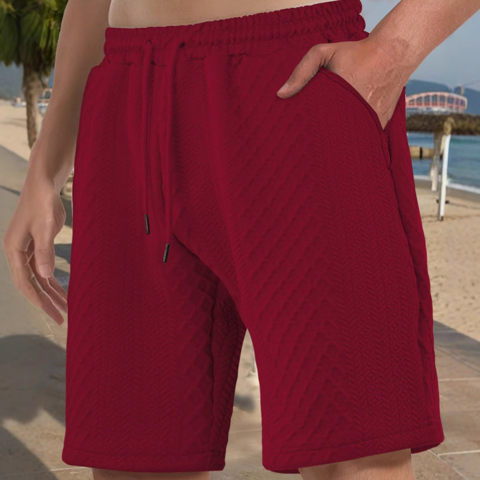 Herren nan strukturierte Strand-Bermuda aus Waffeljersey mit elastischem Kordelbund und schrägen Eingrifftaschen