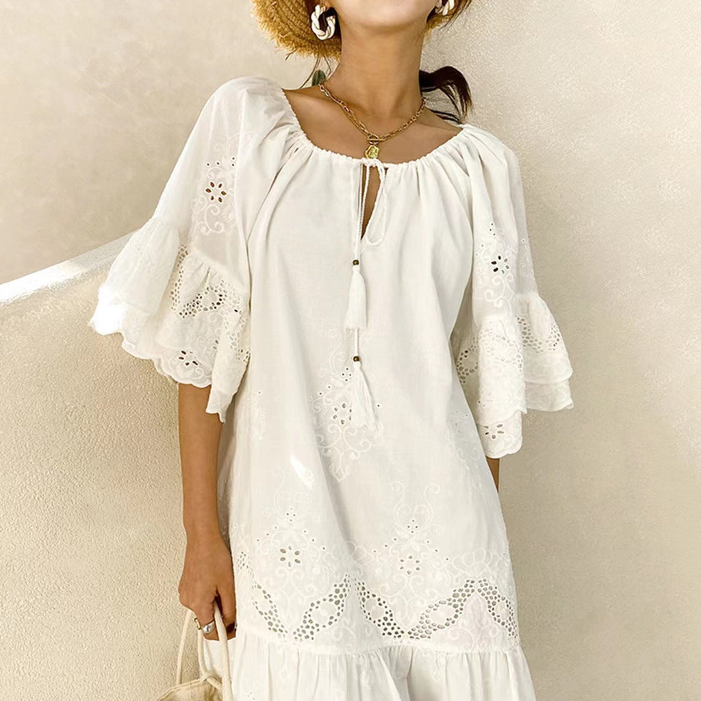 Damen Luftiges Sommerkleid mit Spitzenverzierungen