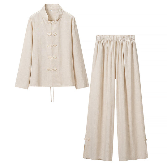 Damen Oversized Mandarinjacke mit Knotenverschlüssen und weitem Arm Shop Nory