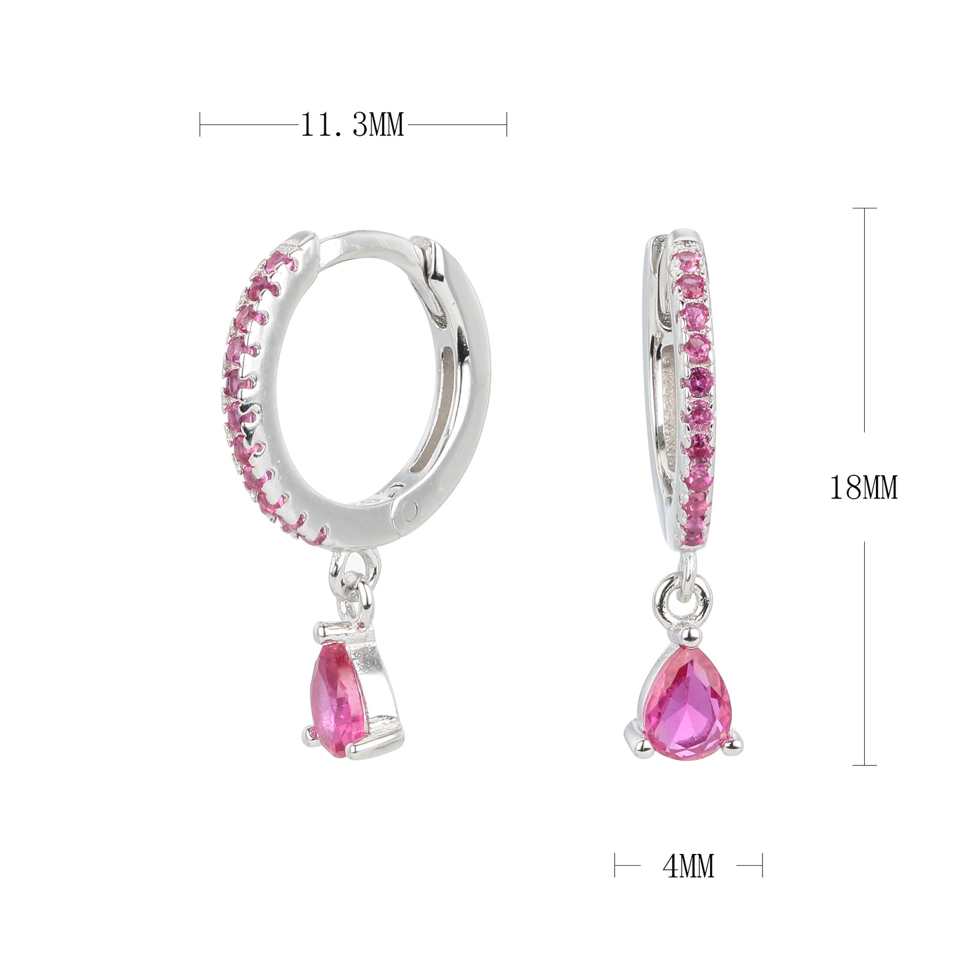 Damen Creolenohrringe mit funkelnden Aqua-Zirkon-Anhängern Shop Nory