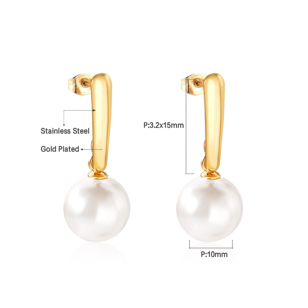 Damen Ohrhänger mit eleganter Goldbeschichtung und edler Perle Shop Nory