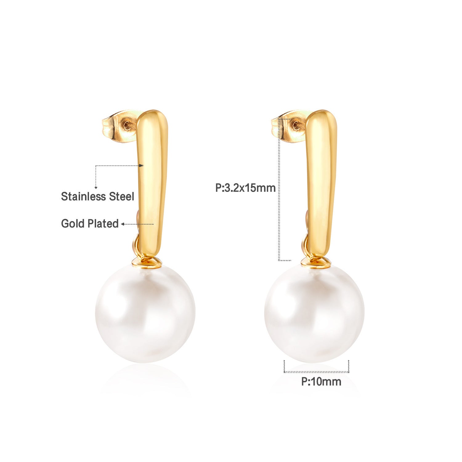 Damen Ohrhänger mit eleganter Goldbeschichtung und edler Perle Shop Nory
