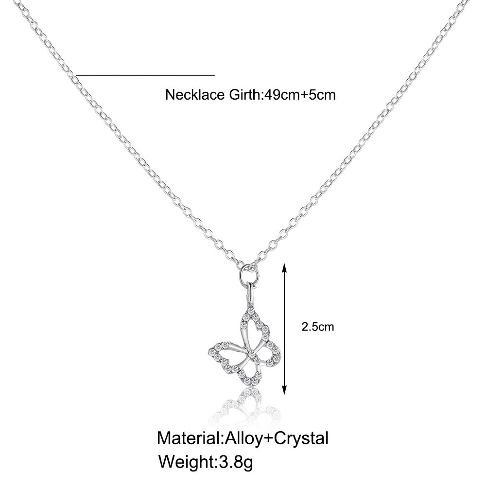 Damen Halskette mit filigranem Schmetterlingsanhänger und funkelnden Zirkonia Shop Nory