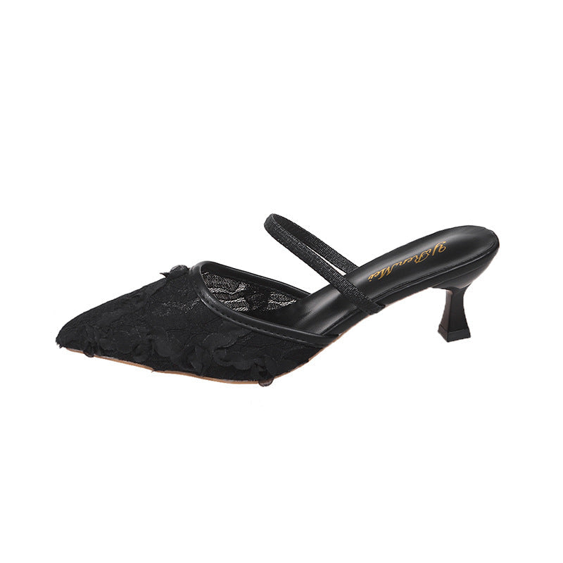 Damen Slingback-Pumps mit floralen Spitzenelementen
