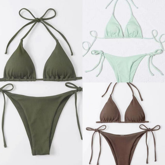 Damen Triangel-Bikini mit raffinierter Rüschung