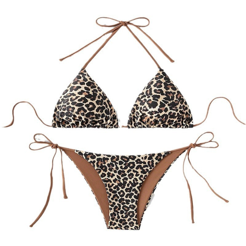 Damen Triangel-Bikini mit animalischem Muster und verstellbaren BindShopnoryändern