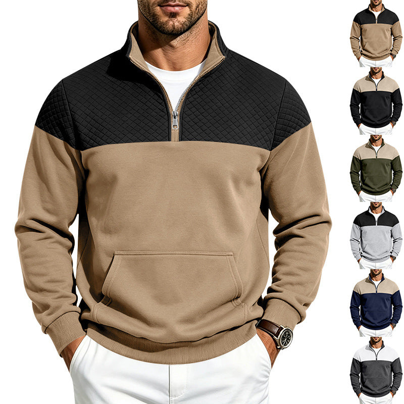 Herren Halbzip-Sweatshirt mit gesteppter Schulterpasse und Kängurutasche Shop Nory
