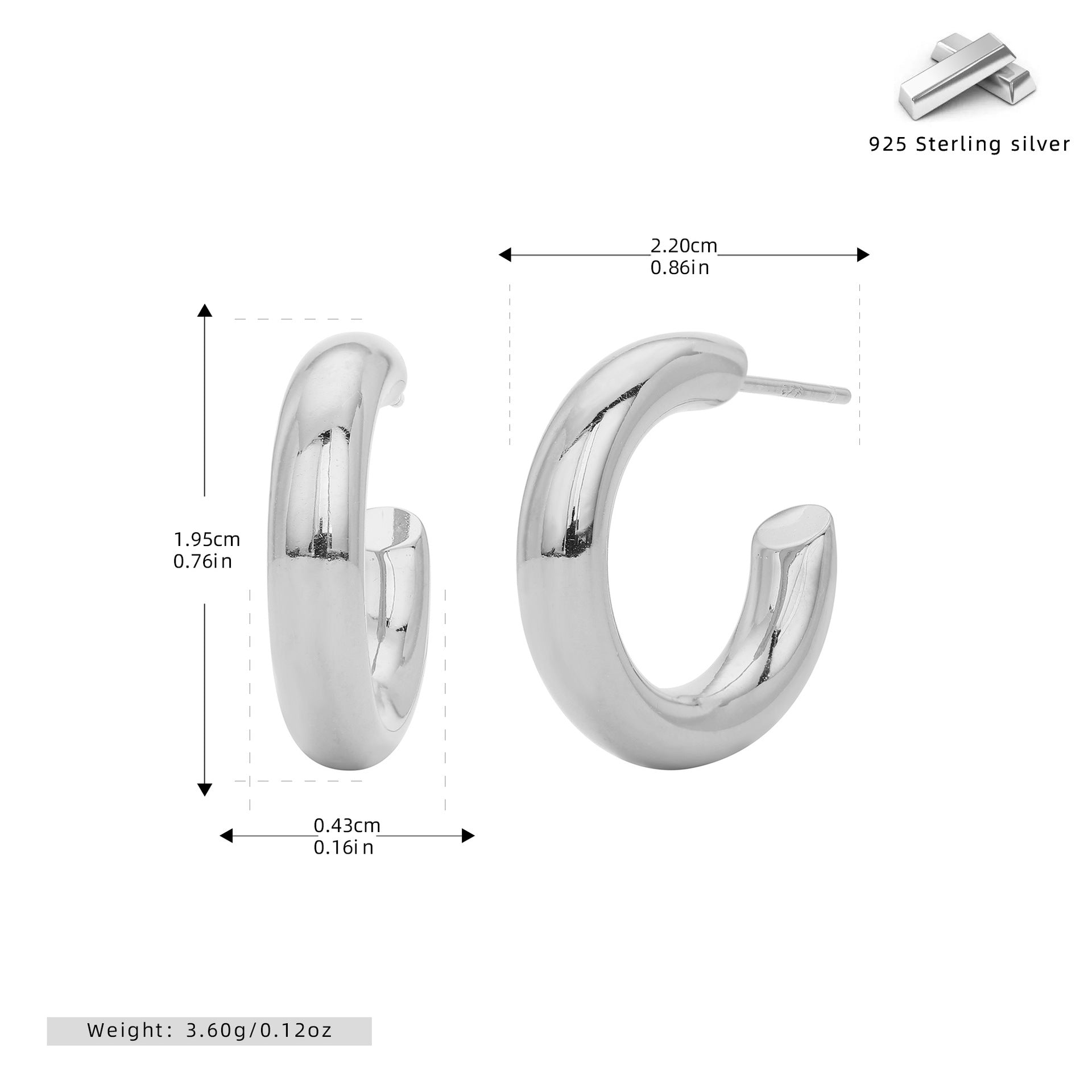 Damen Creolen aus hochwertigem 925er Sterlingsilber mit modernem Design Shop Nory