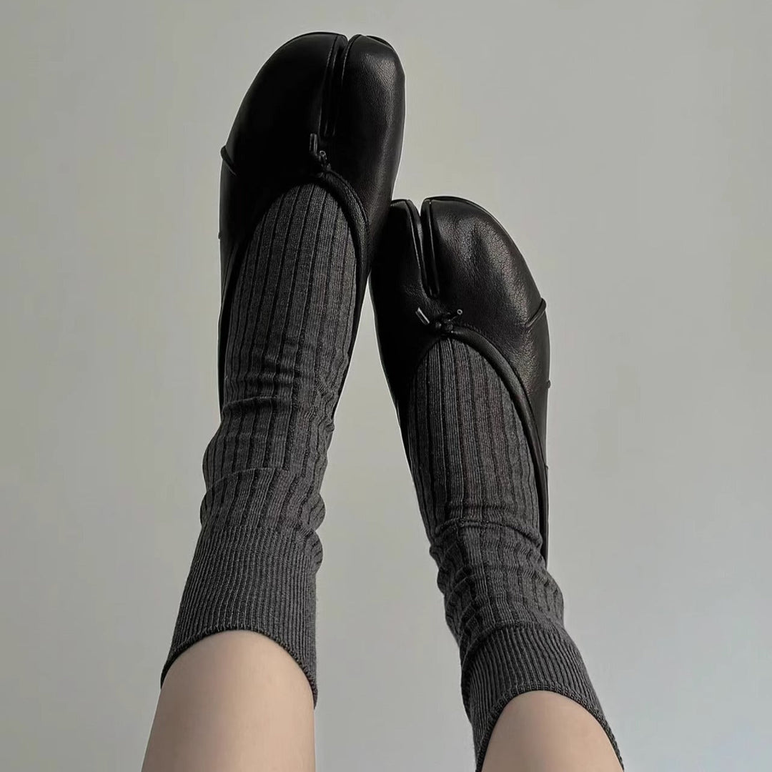 Damen Ballerinas mit raffinierter Zehenpartie und samtiger Lederverarbeitung