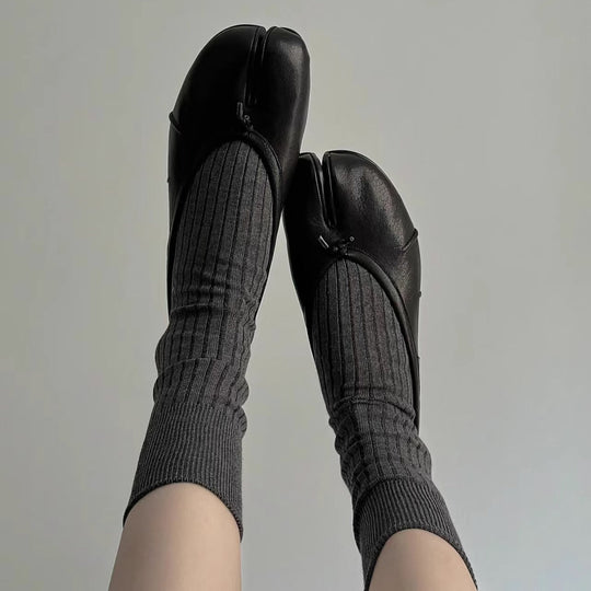 Damen Ballerinas mit raffinierter Zehenpartie und samtiger Lederverarbeitung