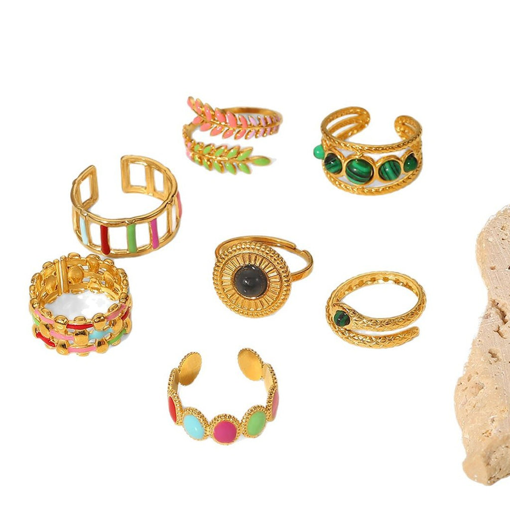 Damen Offenes Armband mit grünem Malachit-Design Shop Nory