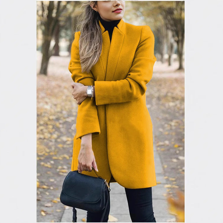 Damen nan taillierter Longblazer-Mantel mit Stehkragen und verdeckter Verschlussleiste Shop Nory
