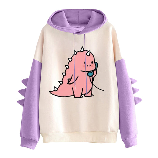 Damen nan Kapuzenpullover mit niedlichem Frosch-Motiv, Kängurutasche und volumigen Ärmelapplikationen Shop Nory