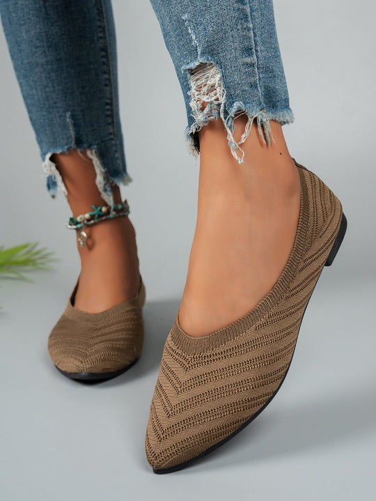 Damen elegante Ballerinas aus atmungsaktivem Strickmaterial