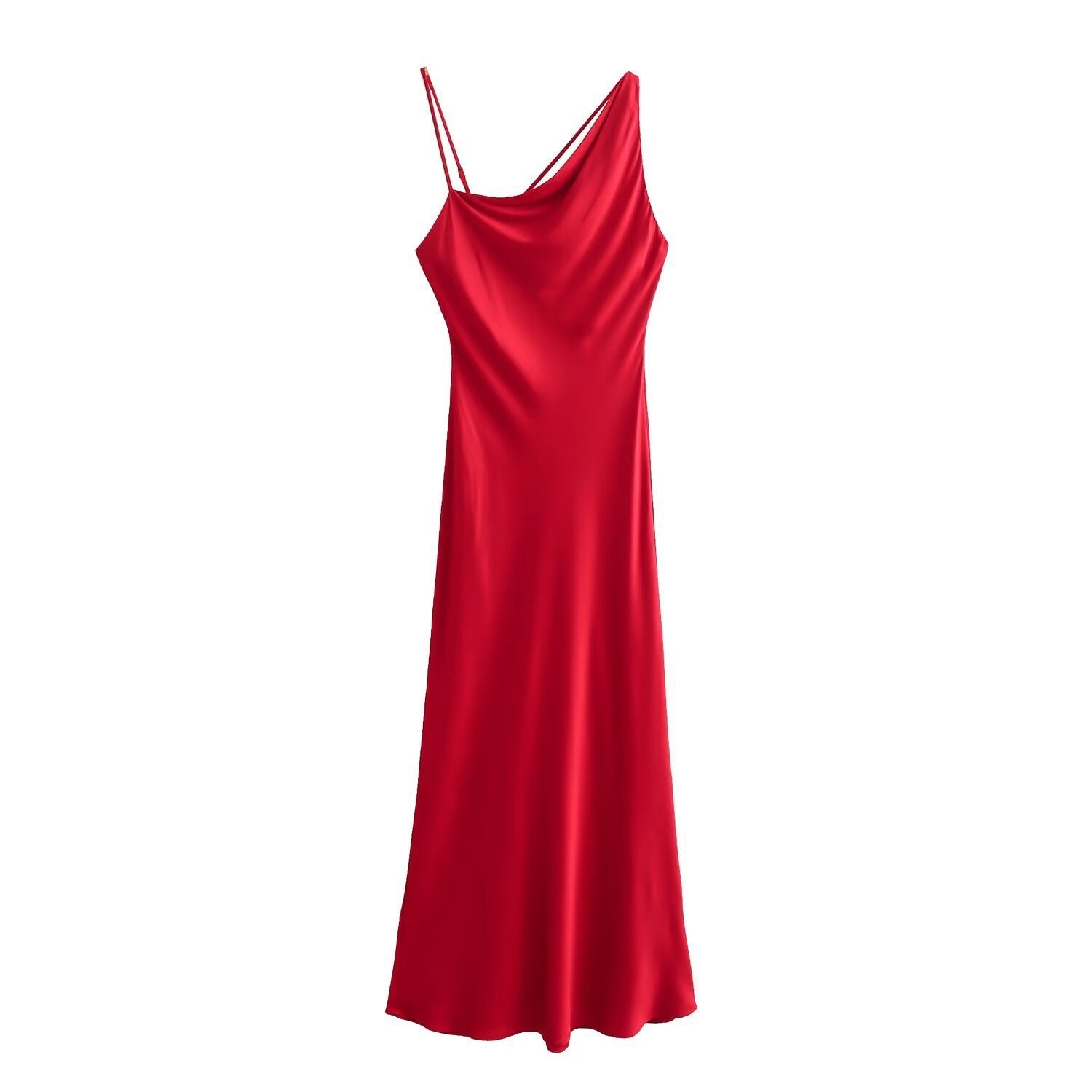 Damen elegantes Spaghetti-Trägerkleid mit fließendem Schnitt und verführerischer Drapierung Shopnory
