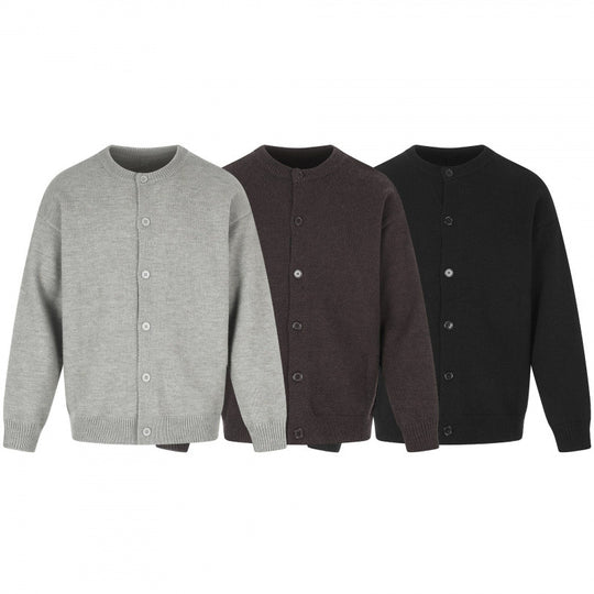Unisex Boxy-Strickcardigan mit Rundhalsausschnitt und durchgehender Knopfleiste Shop Nory