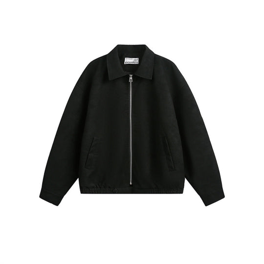 Unisex Boxy-Blousonjacke mit durchgehendem Metallreißverschluss und Hemdkragen Shop Nory