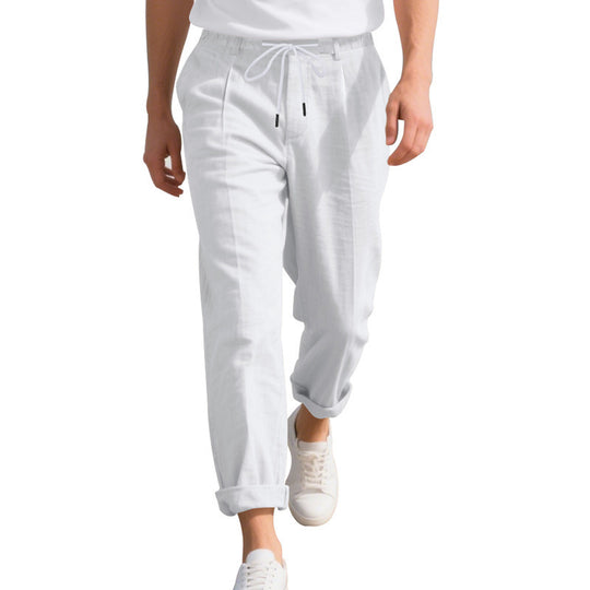 Herren nan sommerliche Chinohose in Leinenoptik mit elastischem Kordelbund Shop Nory