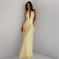 Damen Maxi-Kleid mit tiefem V-Ausschnitt und Wickeldesign Shopnory