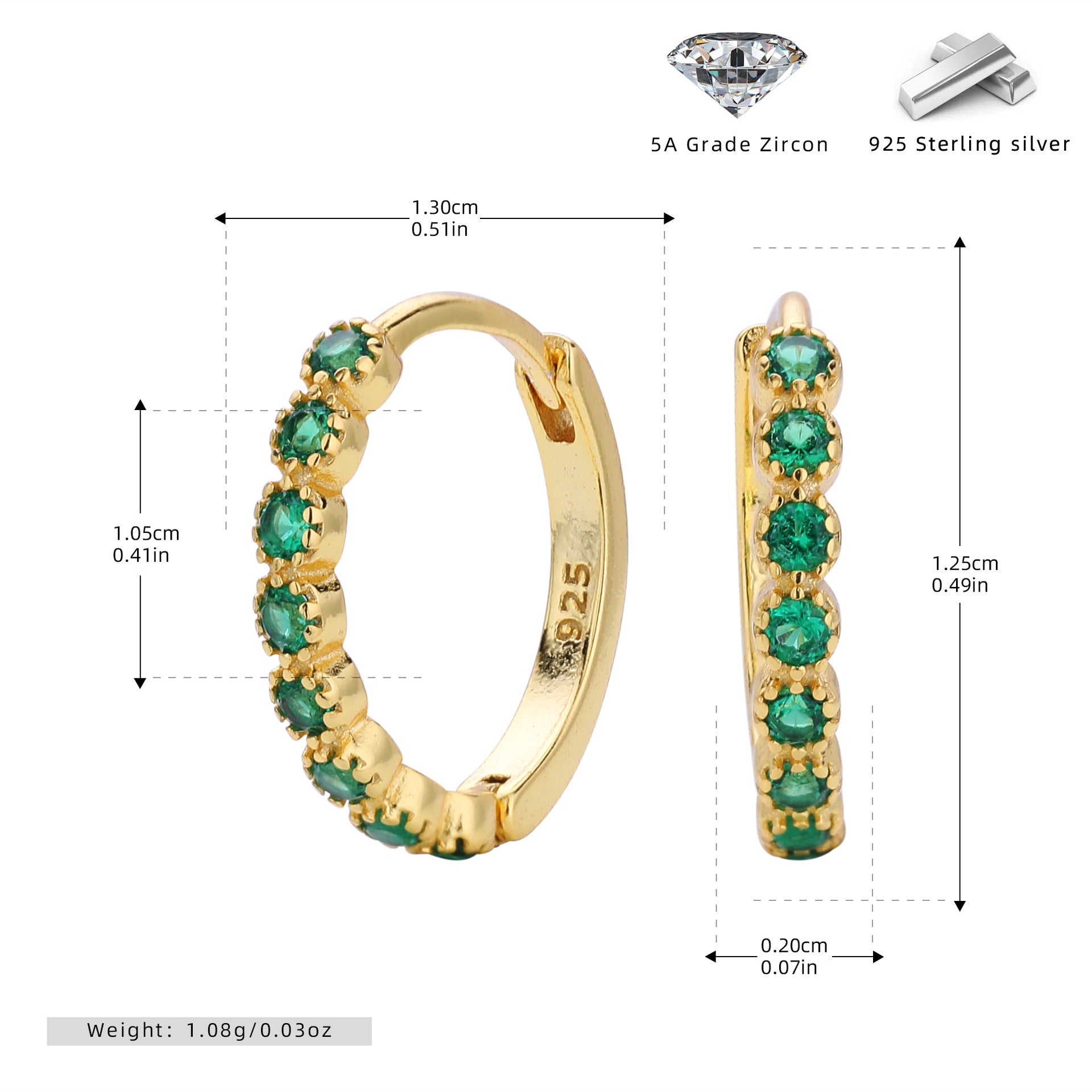Damen Creolen mit funkelnden Zirkon-Akzenten und hochwertigem 925 Sterling Silber Shop Nory
