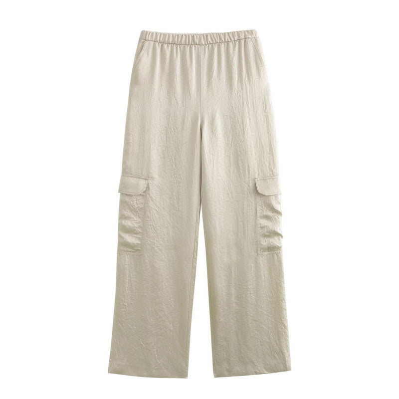 Damen Weite Cargo-Hose mit elastischem Bund und aufgesetzten Klappentaschen Shop Nory