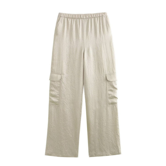 Damen Weite Cargo-Hose mit elastischem Bund und aufgesetzten Klappentaschen Shop Nory
