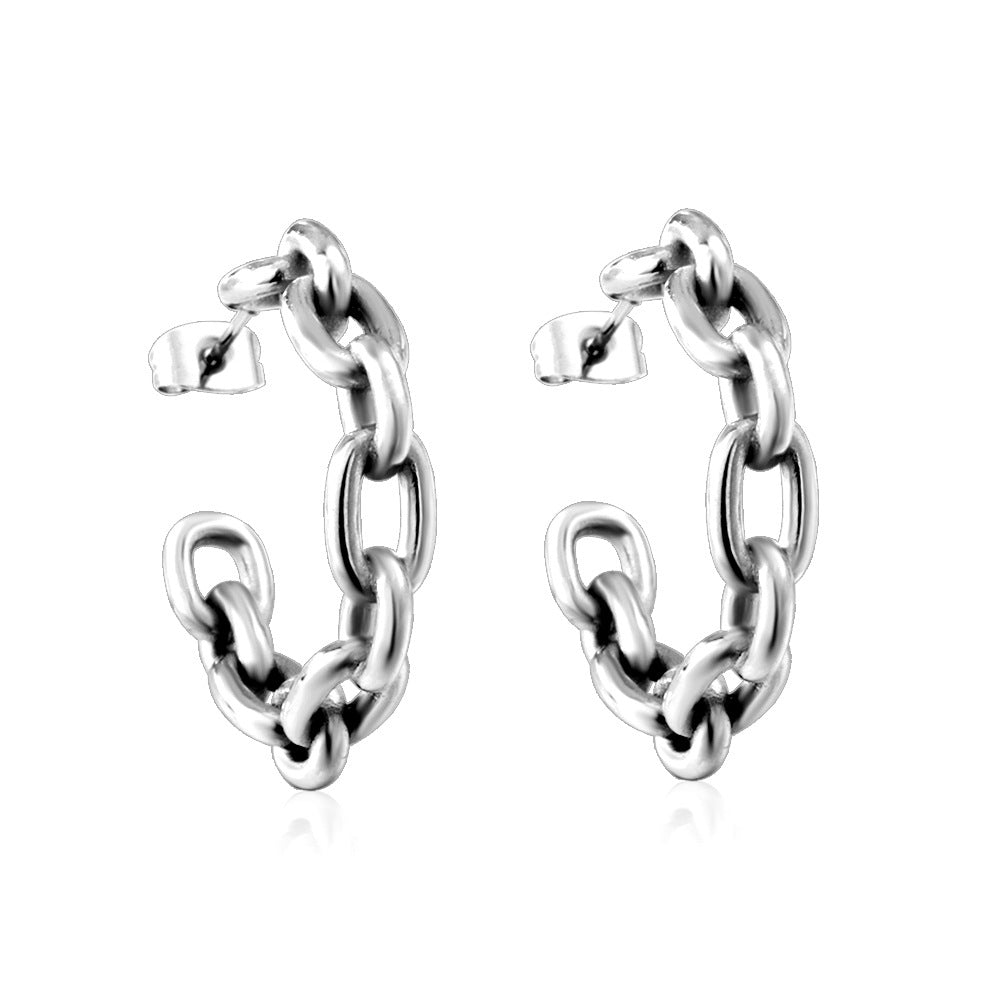 Damen Edelstahl Creolen mit modernem Gliederdesign Shop Nory
