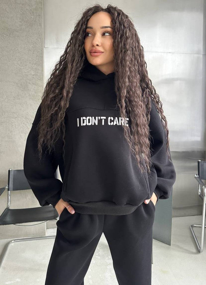 Damen Oversized Hoodie- und Jogginghose-Set aus French-Terry mit Statement-Print Shop Nory