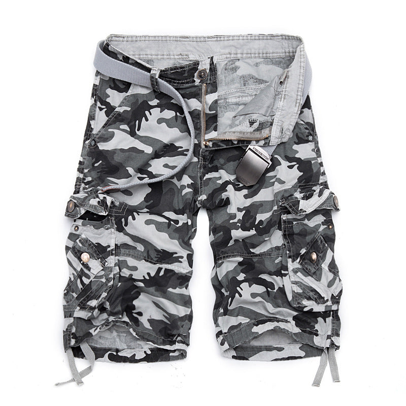 Herren Camo Cargo-Shorts mit mehreren Taschen und verstellbarem Bund