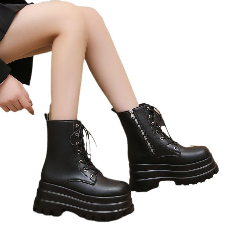 Damen Chunky-Stiefel mit trendiger Plateausohle und Schnürung