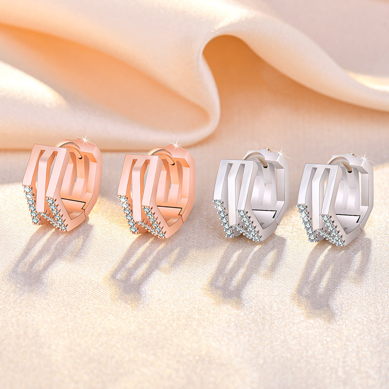 Damen Ohrringe mit modernem geometrischen Design und funkelnden Zirkonia Shop Nory