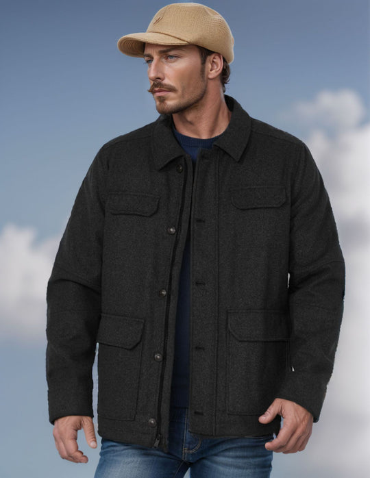 Herren Woll-Fieldjacke mit vier Pattentaschen und Hemdkragen Shop Nory