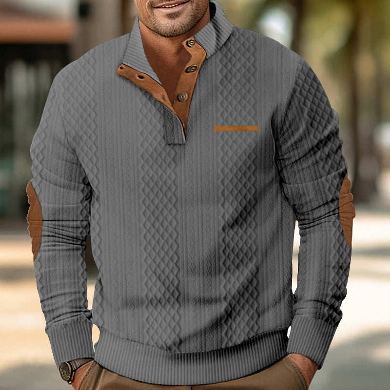 Herren Strickpullover mit modernem Kragen und strukturierter Oberfläche